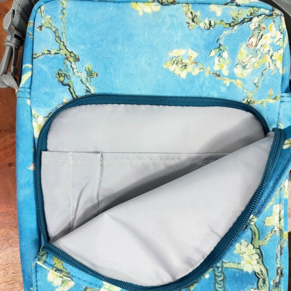 Moko Almond Tree Blossoms Blue Tablet Bag Crossbody Padded Case Sleeve w Strap